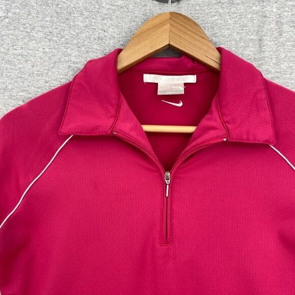 Nike Golf Shirt Womens XS (0-2) Pink Dri Fit Short Sleeve 1/4 Zip Activewear Top - Picture 4 of 12
